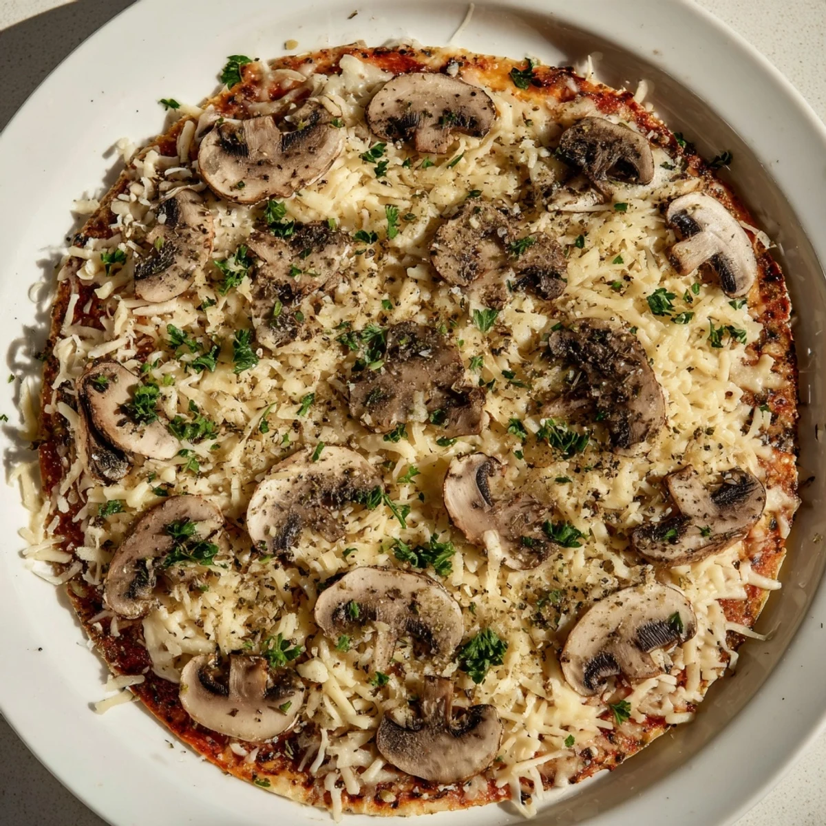 Homemade Frozen Pizza Upgrade features vibrant herbs and melted cheese, ready for your next meal.