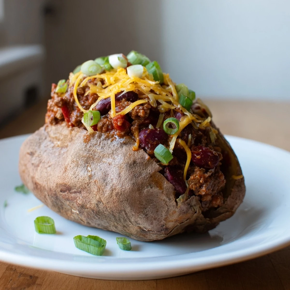 Warm, comforting Chili-Style Baked Potatoes, brimming with savory bean chili, perfect for a filling vegetarian dinner.