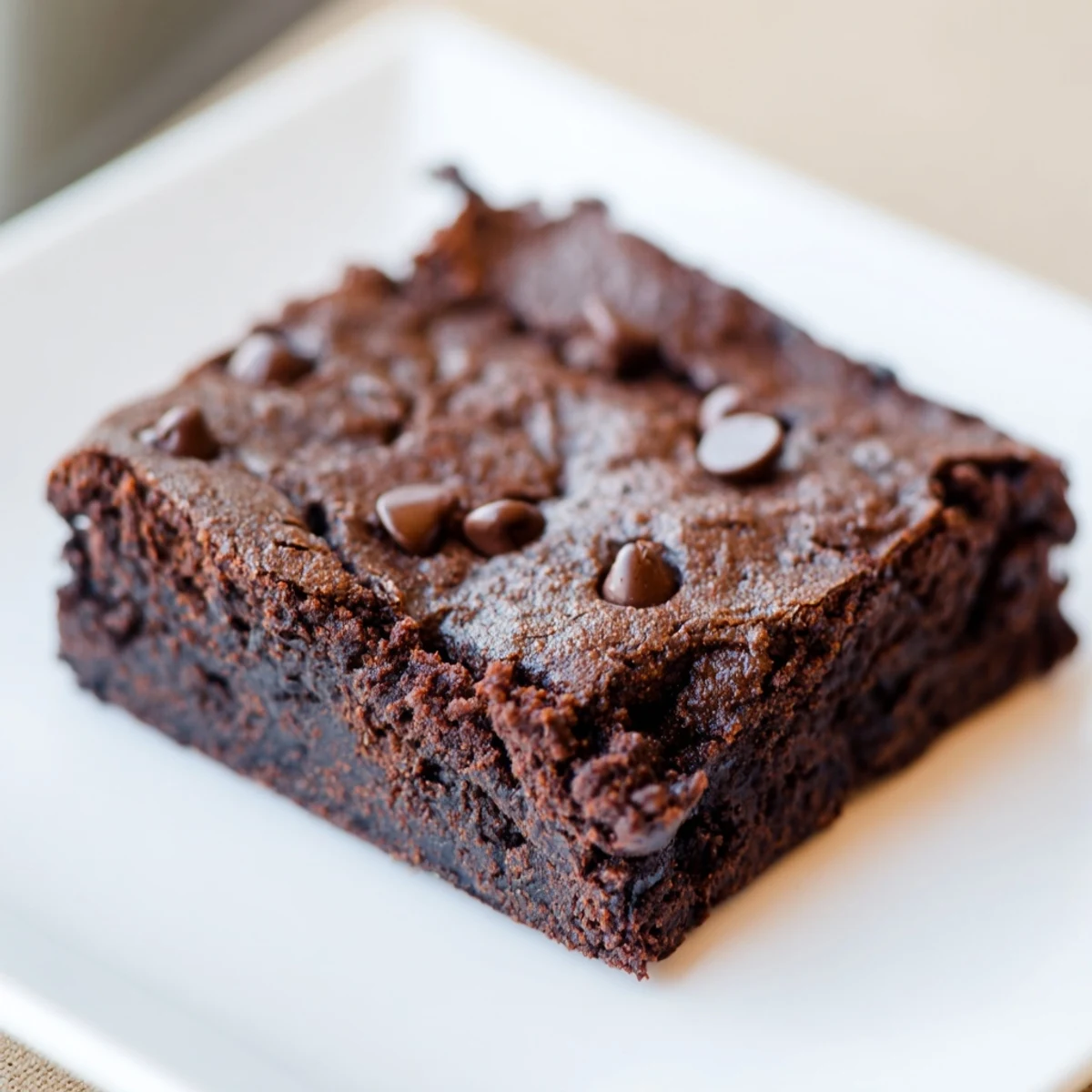 Close-up of decadent black bean brownies, offering a healthy and delectable chocolate treat option.