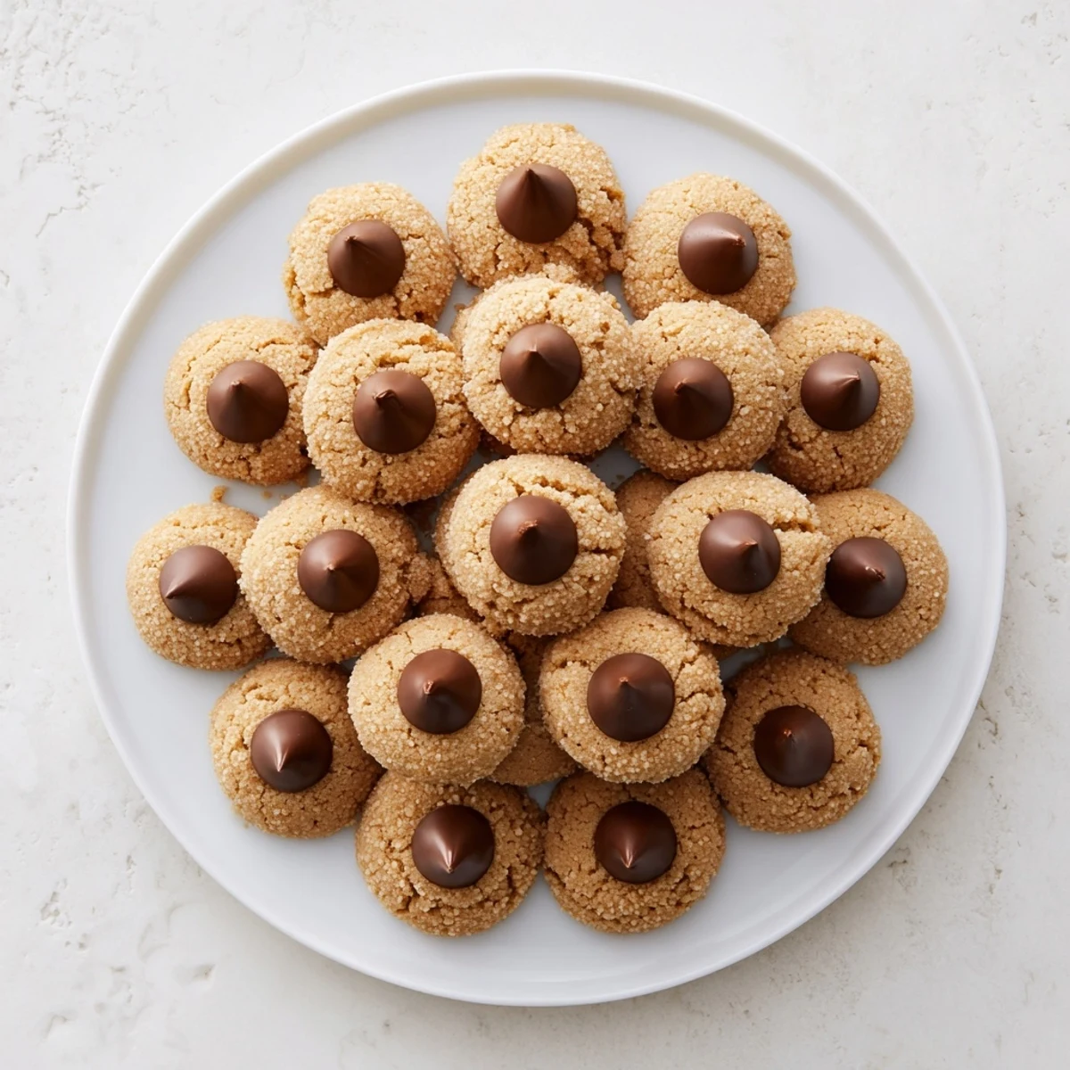 Warm, golden 3-Ingredient Peanut Butter Blossoms cooling on a wire rack, ready to serve and enjoy.