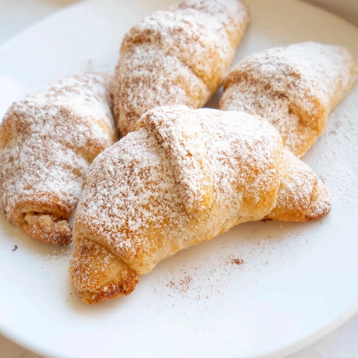 Golden, crispy Quick Christmas Cookie Croissants dusted with cinnamon and sugar, ready to enjoy.