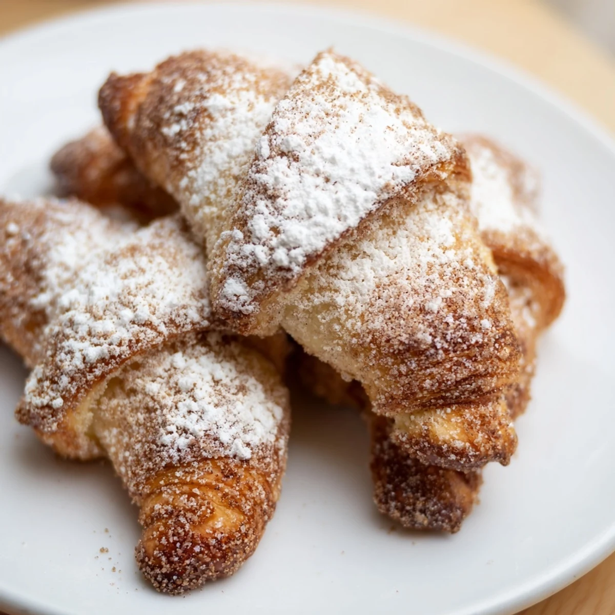 Close-up of freshly baked Quick Christmas Cookie Croissants, aromatic and ready for a festive dessert.
