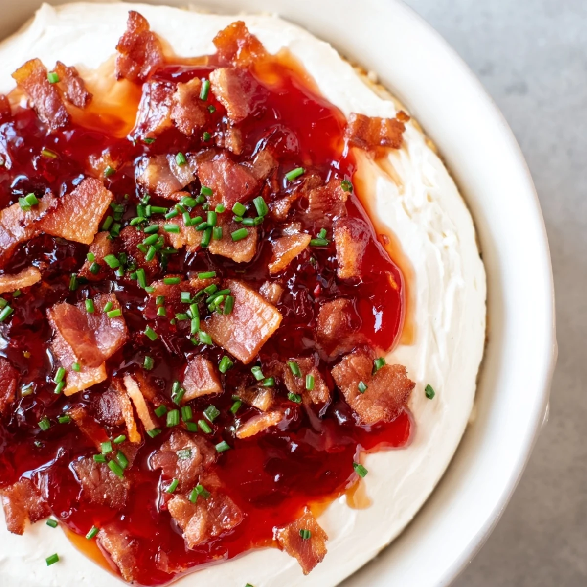 A close-up shot of the Easy Bacon Pepper Jelly, showing sweet and spicy flavors.