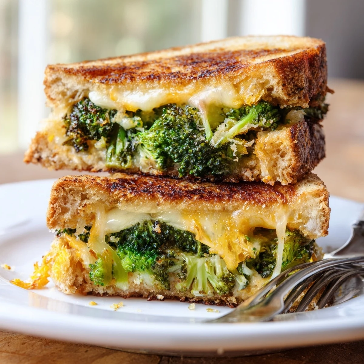 Imagine savory Air Fryer Broccoli Cheddar Stuffed Grilled Cheese, a perfectly toasted sandwich, ready with a side.