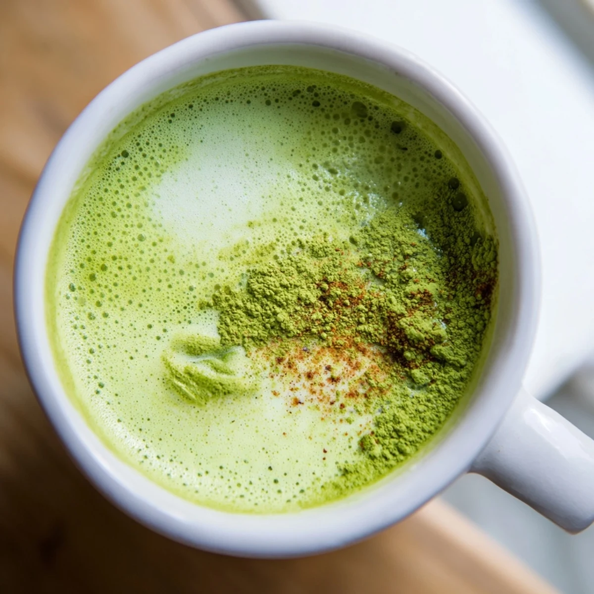Enjoy the visually stunning, creamy Coconut Ginger Matcha Winter Immunity Latte, delicious and comforting.