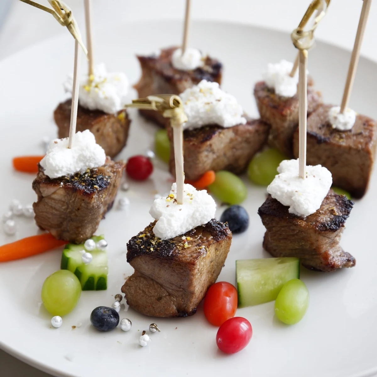 A delectable Fluffy Clouds Lamb Baby Shower Board with tender lamb and fluffy cheese clouds.