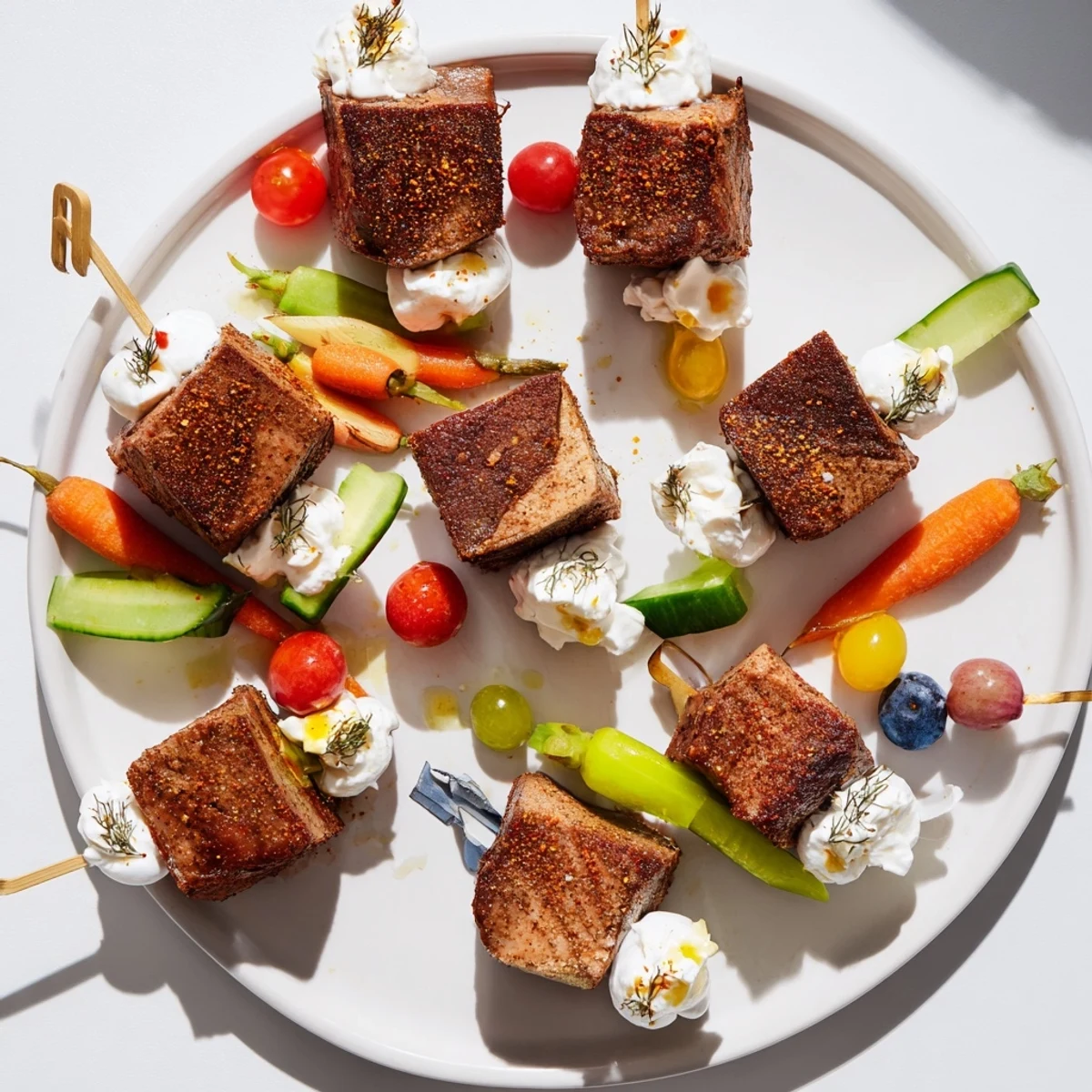 Delight in this colorful baby shower grazing board, spotlighting fluffy clouds surrounding savory Fluffy Clouds Lamb.