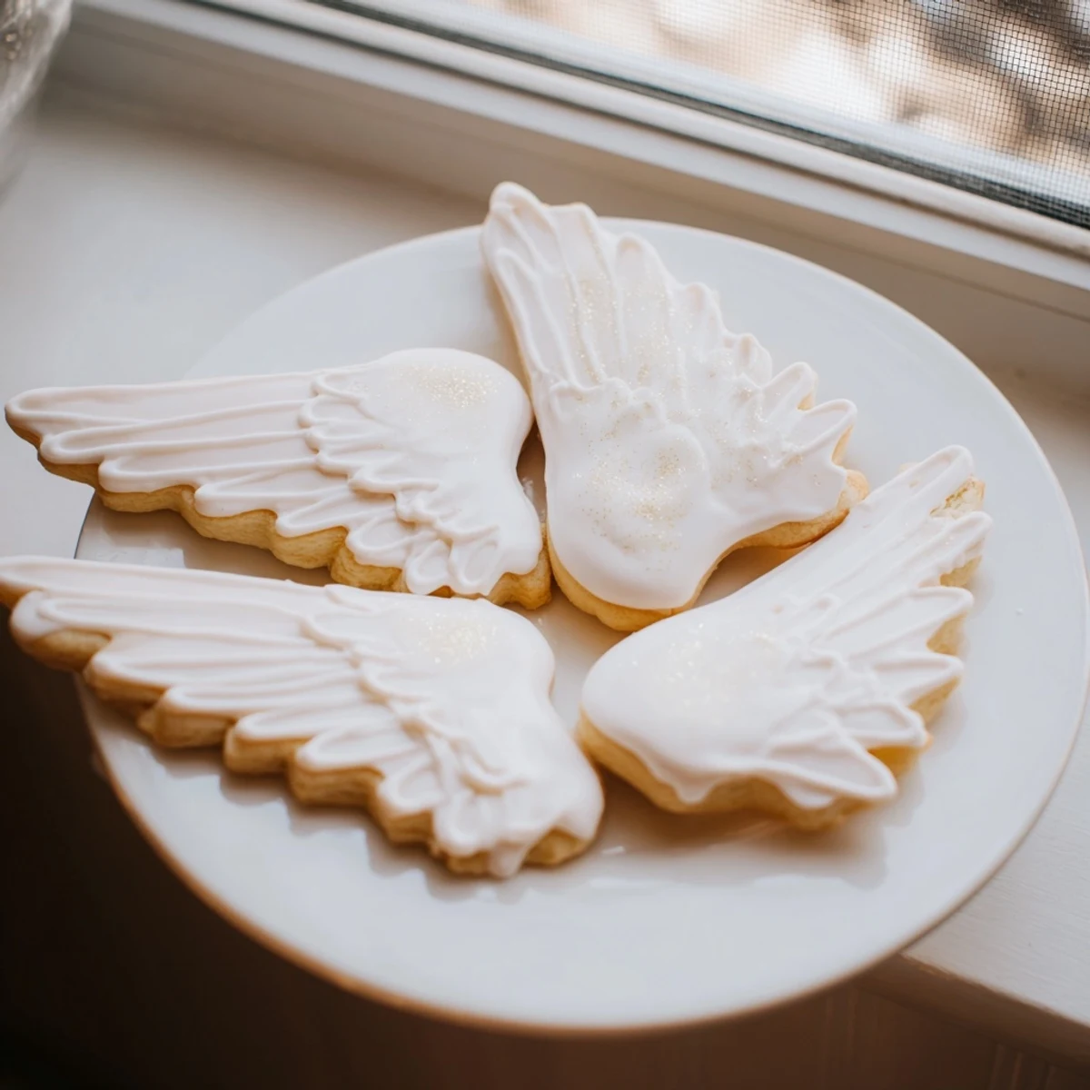Golden, crisp Angel Wings Sugar Cookies arranged artfully on a plate, ready to be enjoyed.