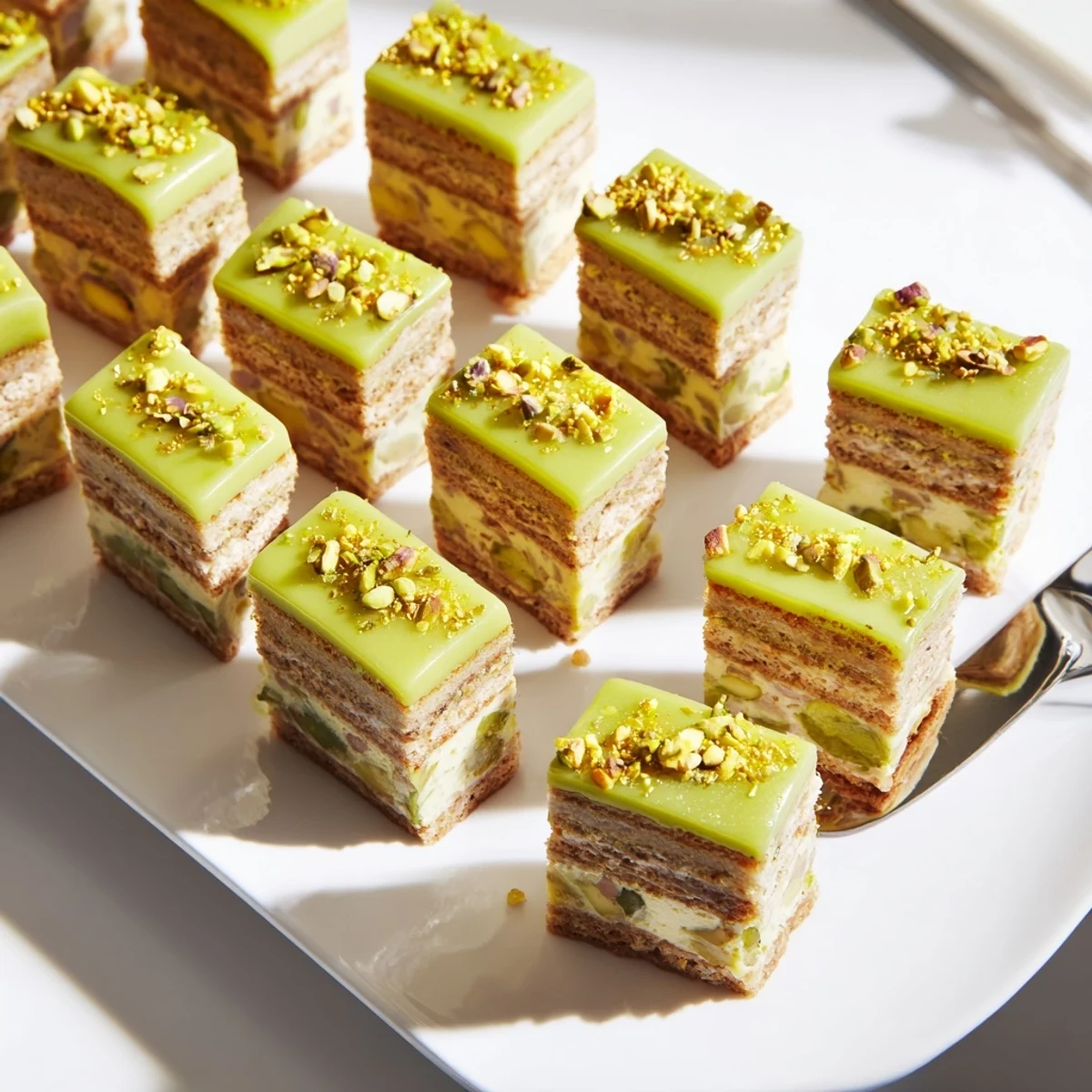 Close-up of freshly glazed Grenouille Royale Petits Fours displays a tasty treat, an exquisite pastry made from scratch.