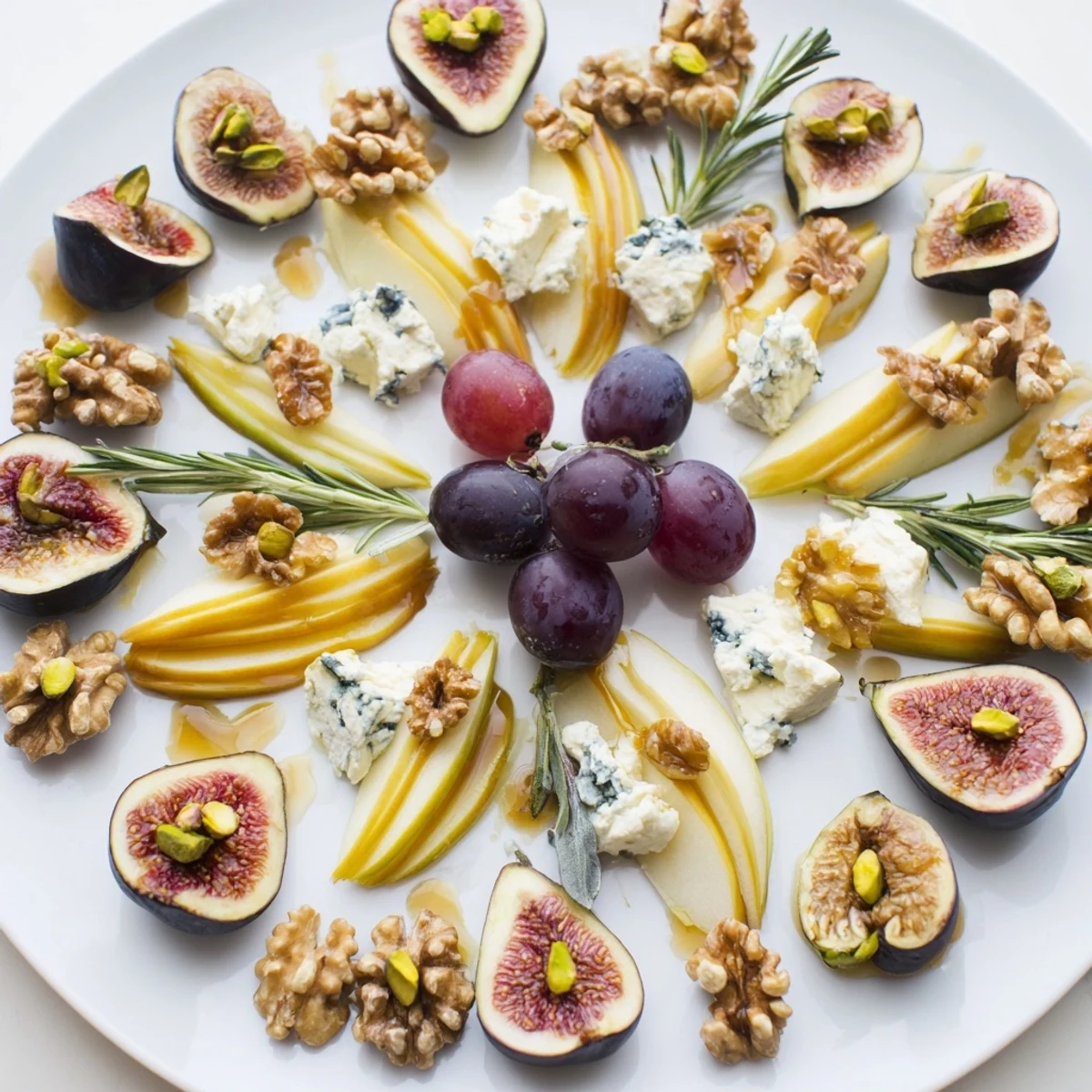 Fig and walnut star board, a beautiful vegan appetizer with ripe figs, perfect for entertaining.