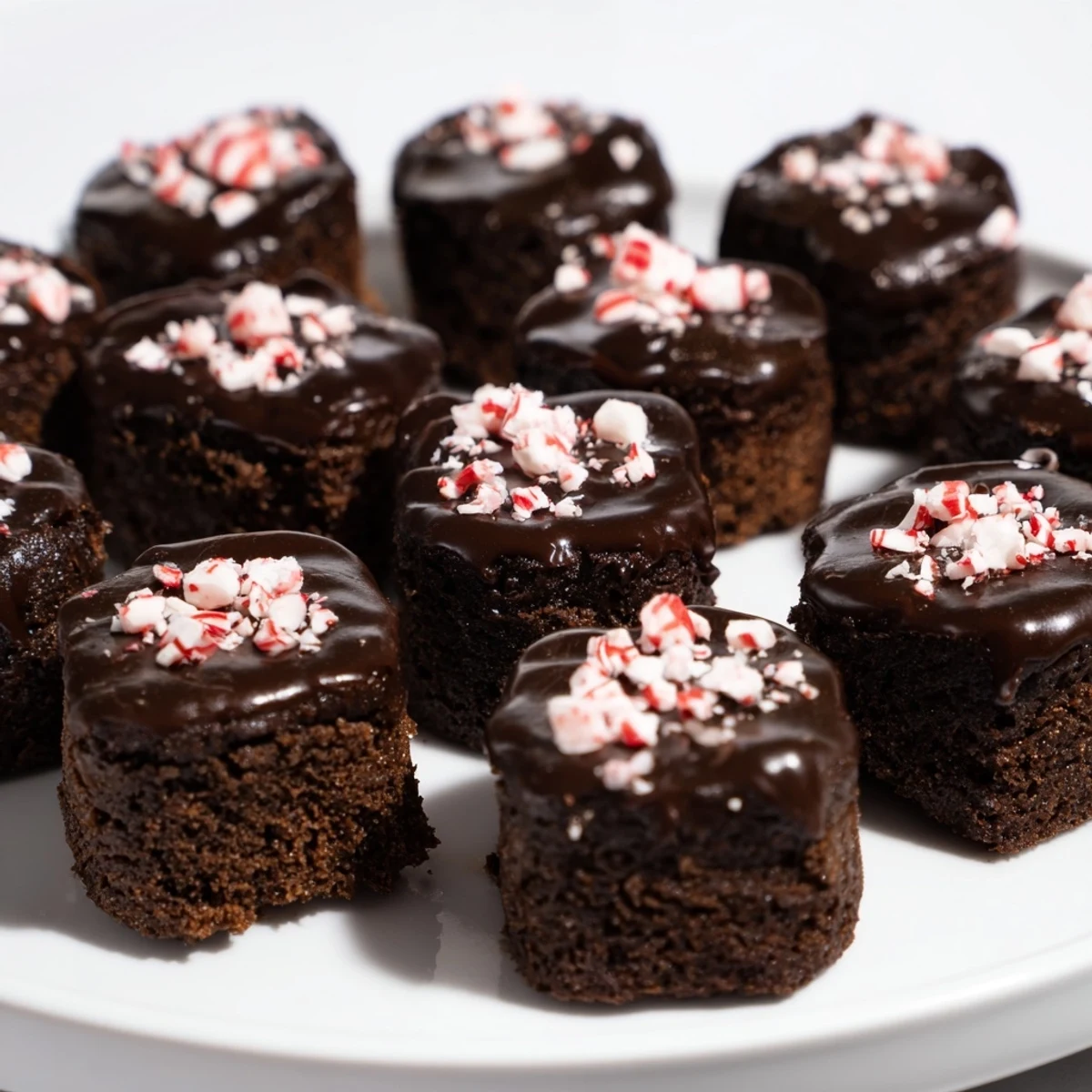Small, bite-sized brownie bites, flavored with peppermint mocha and a rich chocolate finish.