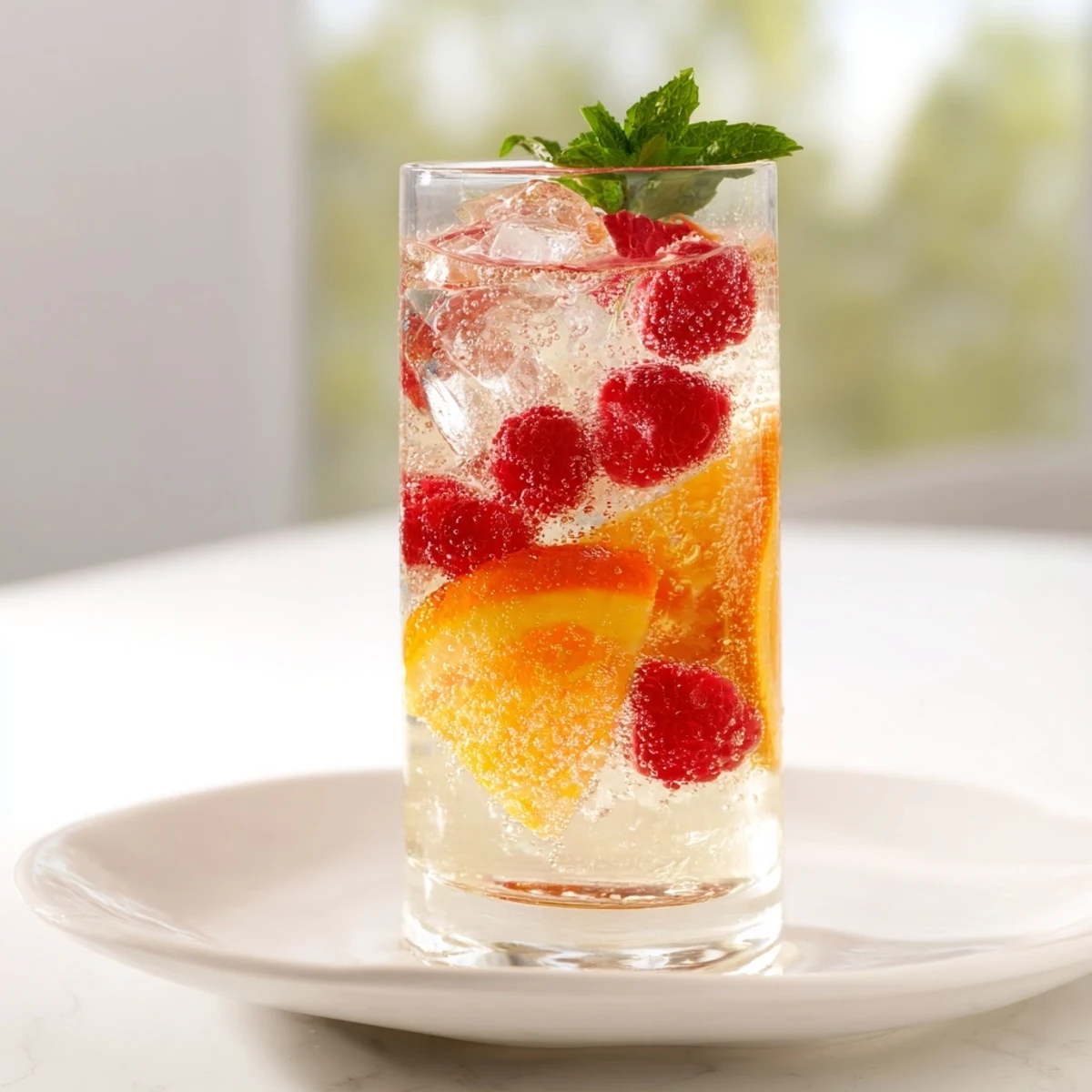 Refreshing Sparkling Juice with Raspberries is a vibrant non-alcoholic drink, perfect for any occasion.