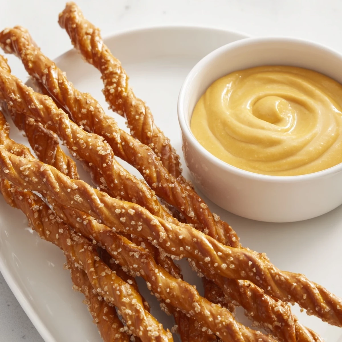 Pretzel Rods Hot Mustard Dip