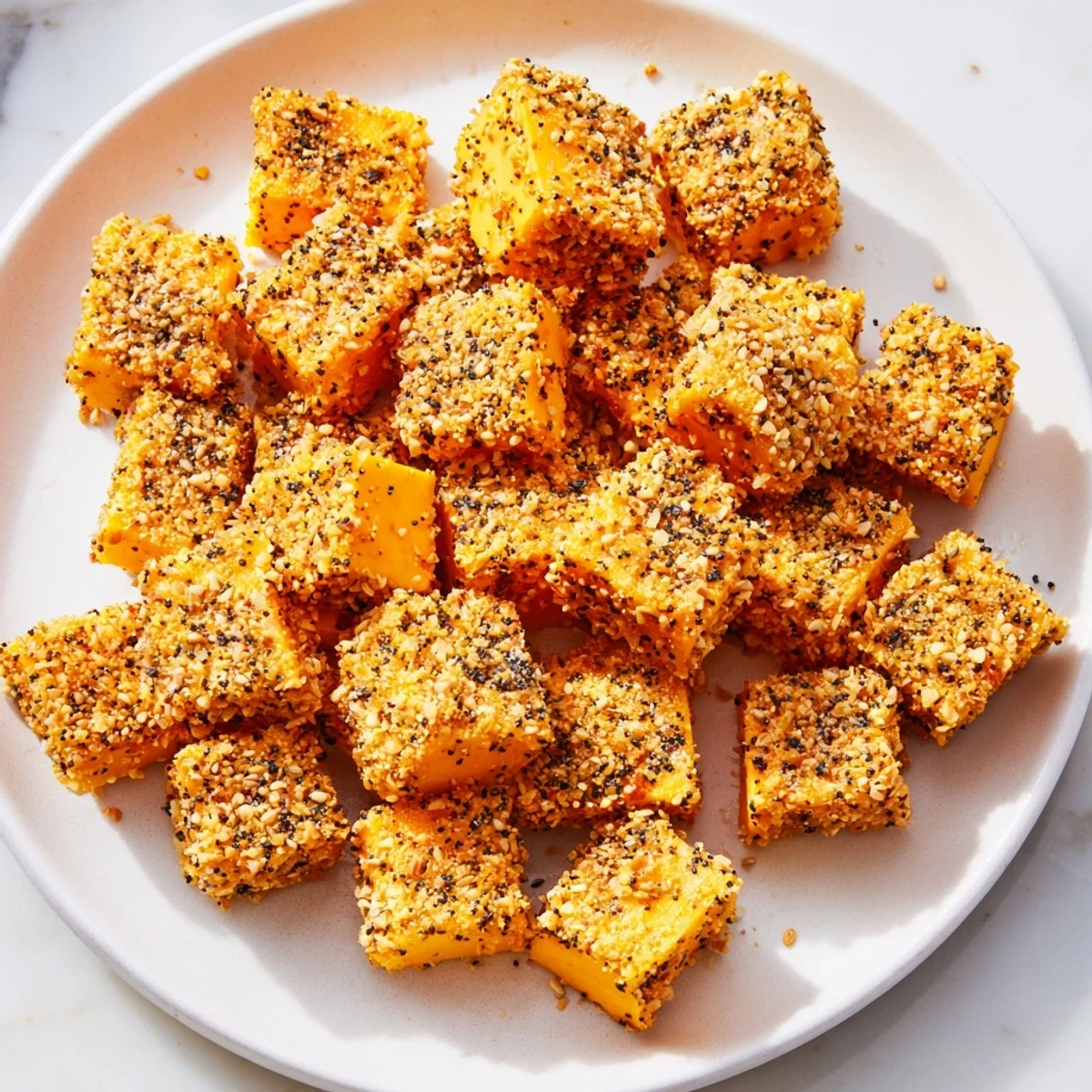 Enjoy the savory, seasoned flavor: bite into these simple and delicious Salty Bites cheese cubes.