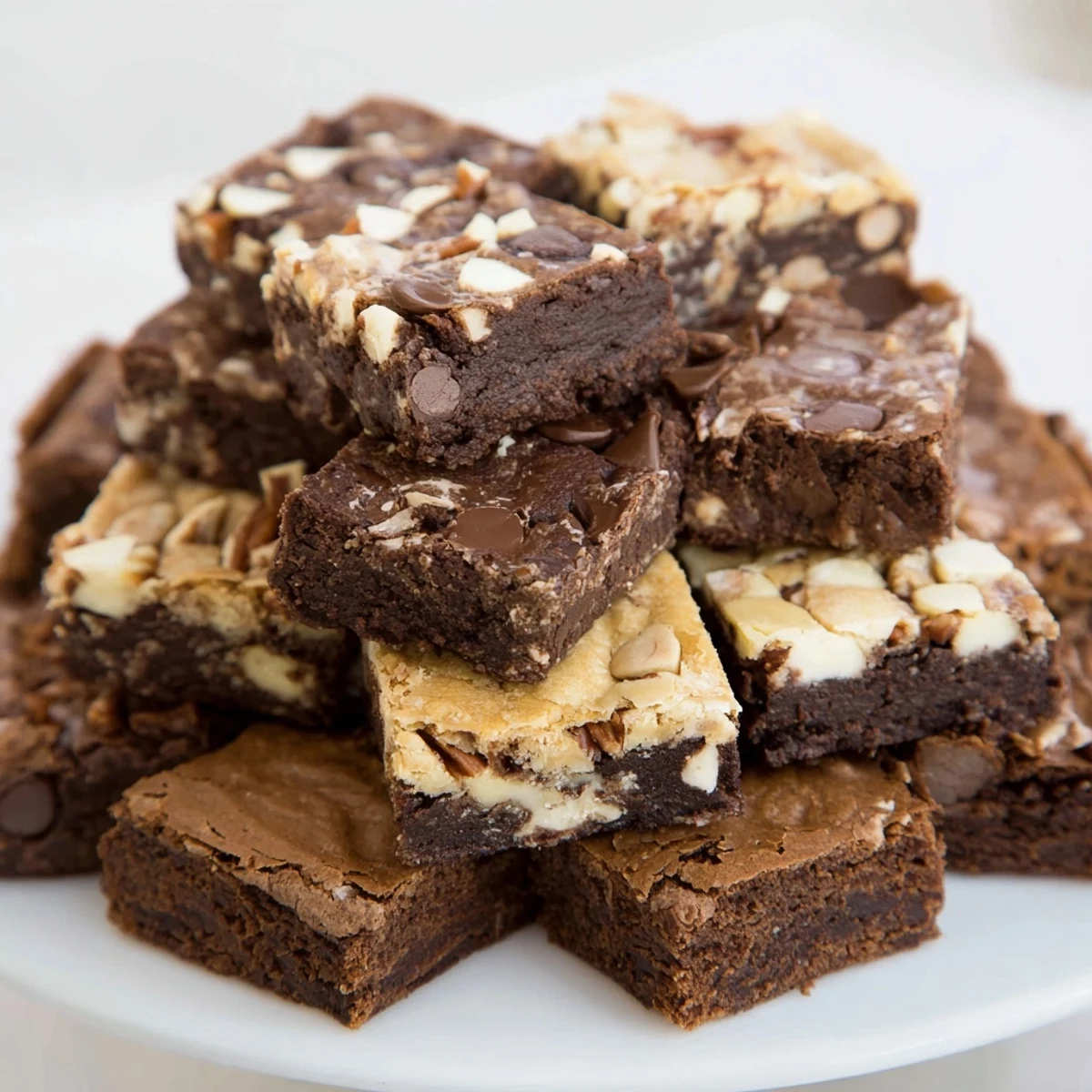 A close-up of a Dessert Platter: Brownie and Blondie Squares mix, ready to enjoy.