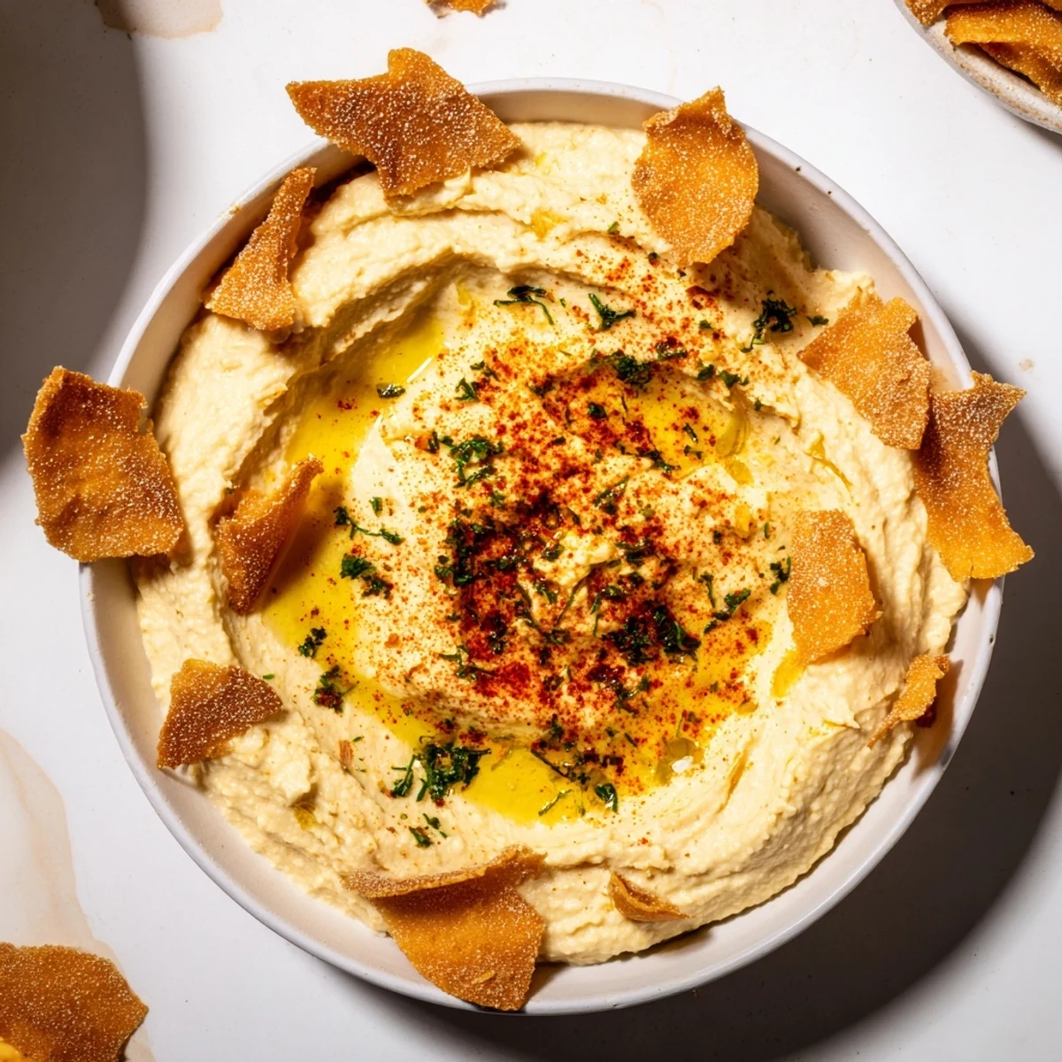 Golden, crispy Holiday Crackers: Rosemary Cracker and Hummus Duo; perfect for elegant holiday snacking.