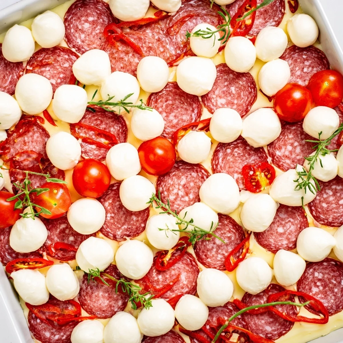 Festive Candy Cane Zigzag charcuterie board with vibrant red and white ingredients ready to serve.
