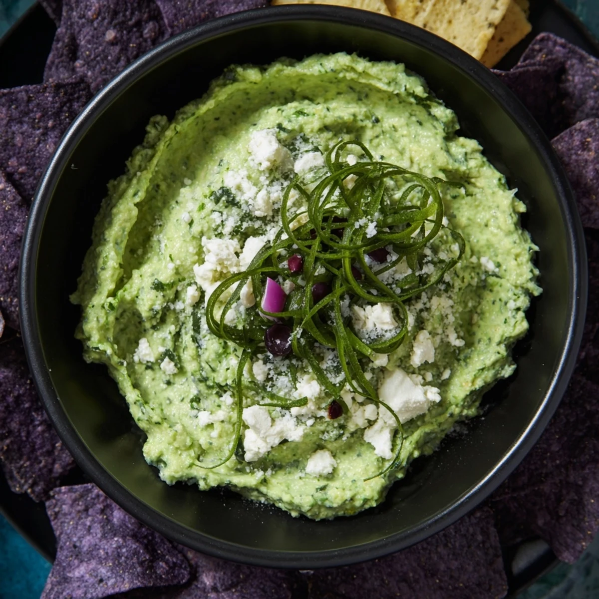 Spooky appetizer: Creamy green Witch's Brew dip with smoky elements for a fun, savory Halloween party.