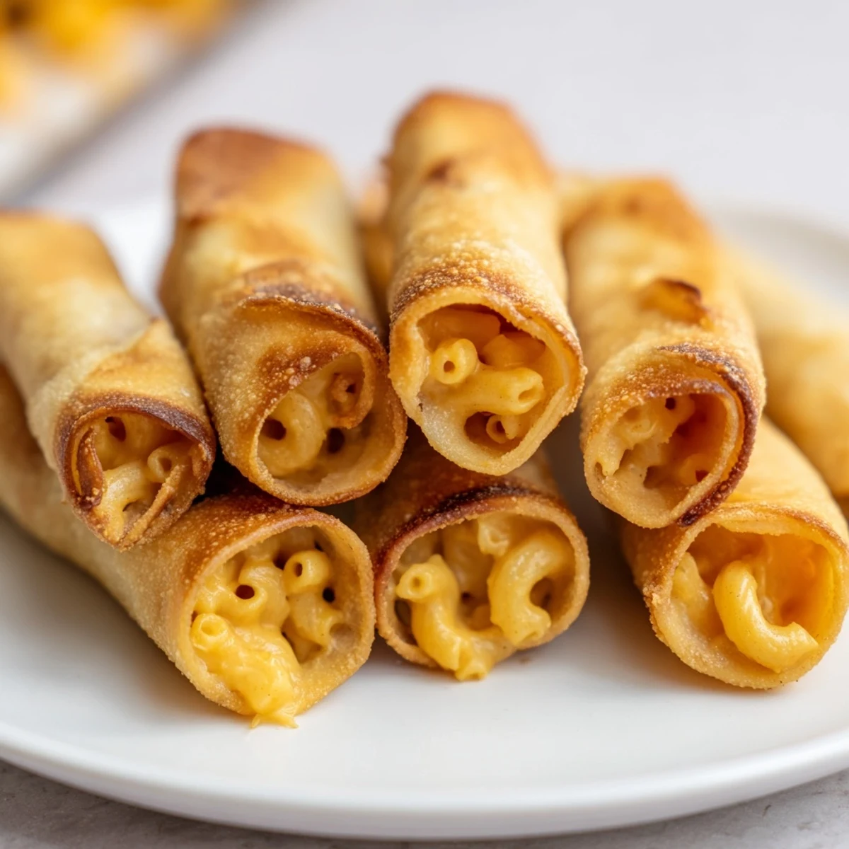 Golden-brown Tinis Mac and Cheese Lumpia Rolls, crunchy, ready to dip in your favorite sauce.