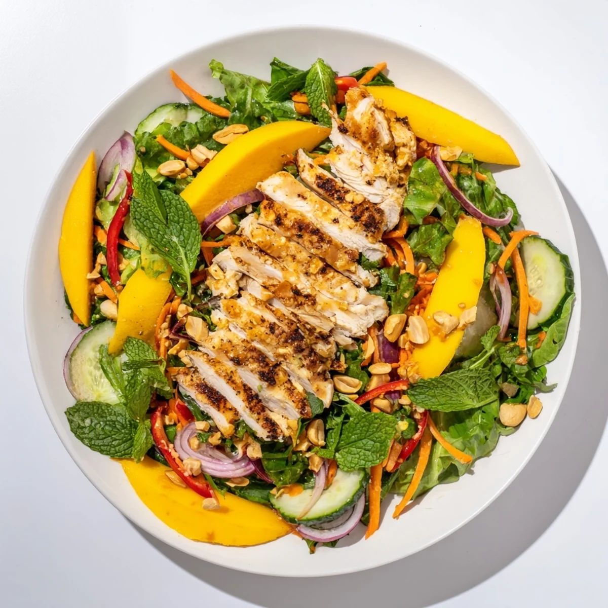 Enjoy the flavors of a refreshing, flavorful Thai Mango Chicken Salad recipe for dinner.
