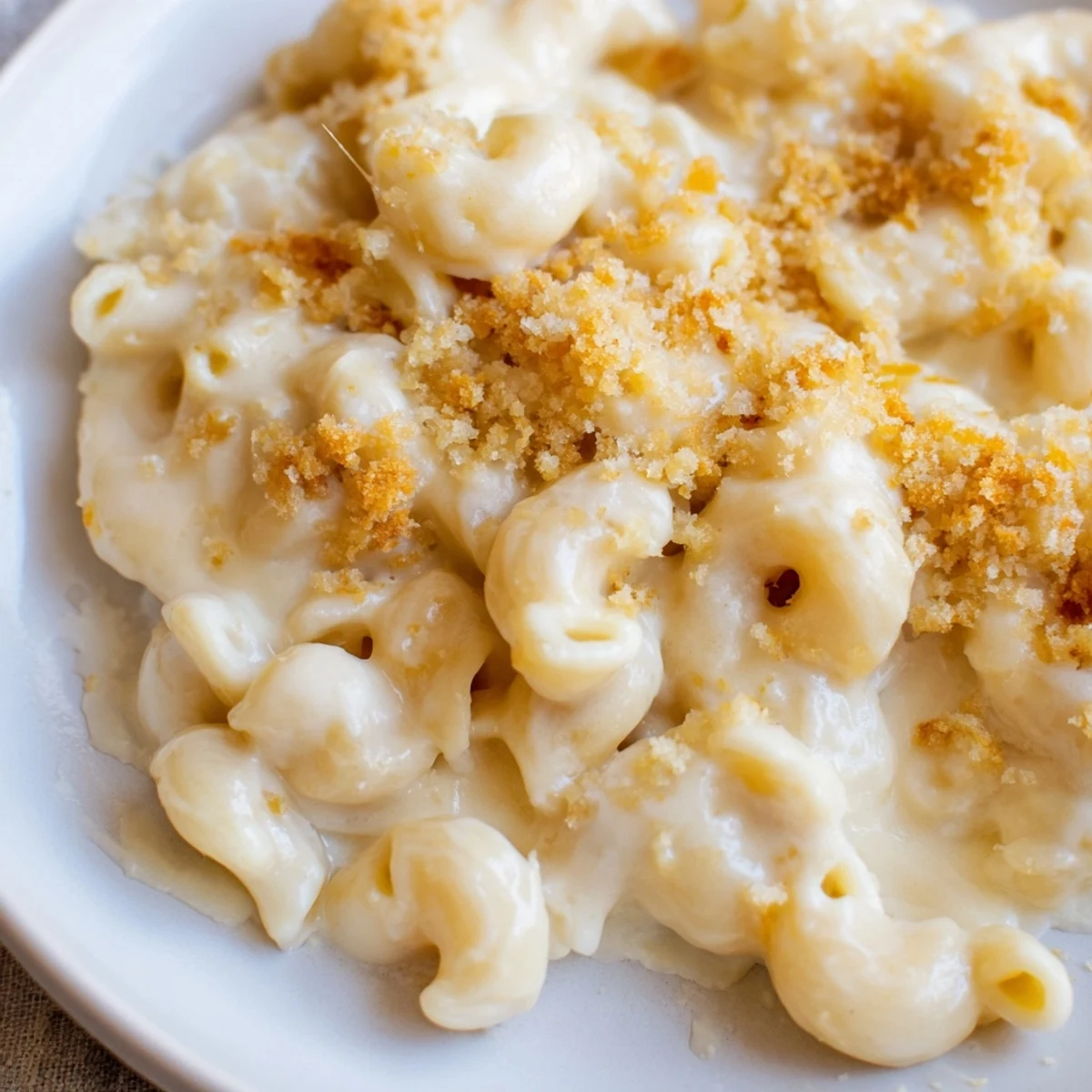 Steaming hot mac and cheese with bubbly cheese, a comforting American classic ready to be enjoyed.