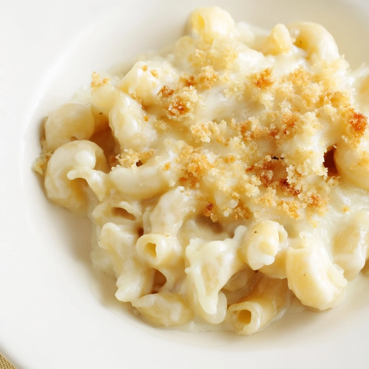 Golden brown baked mac and cheese, with a crispy panko topping, a perfect family meal anytime.