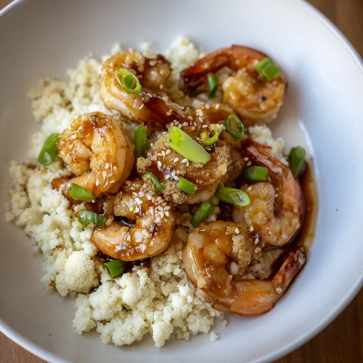 Savory Ginger Garlic Shrimp Bowls ready to be served, with glistening shrimp and a flavorful soy sauce drizzle.