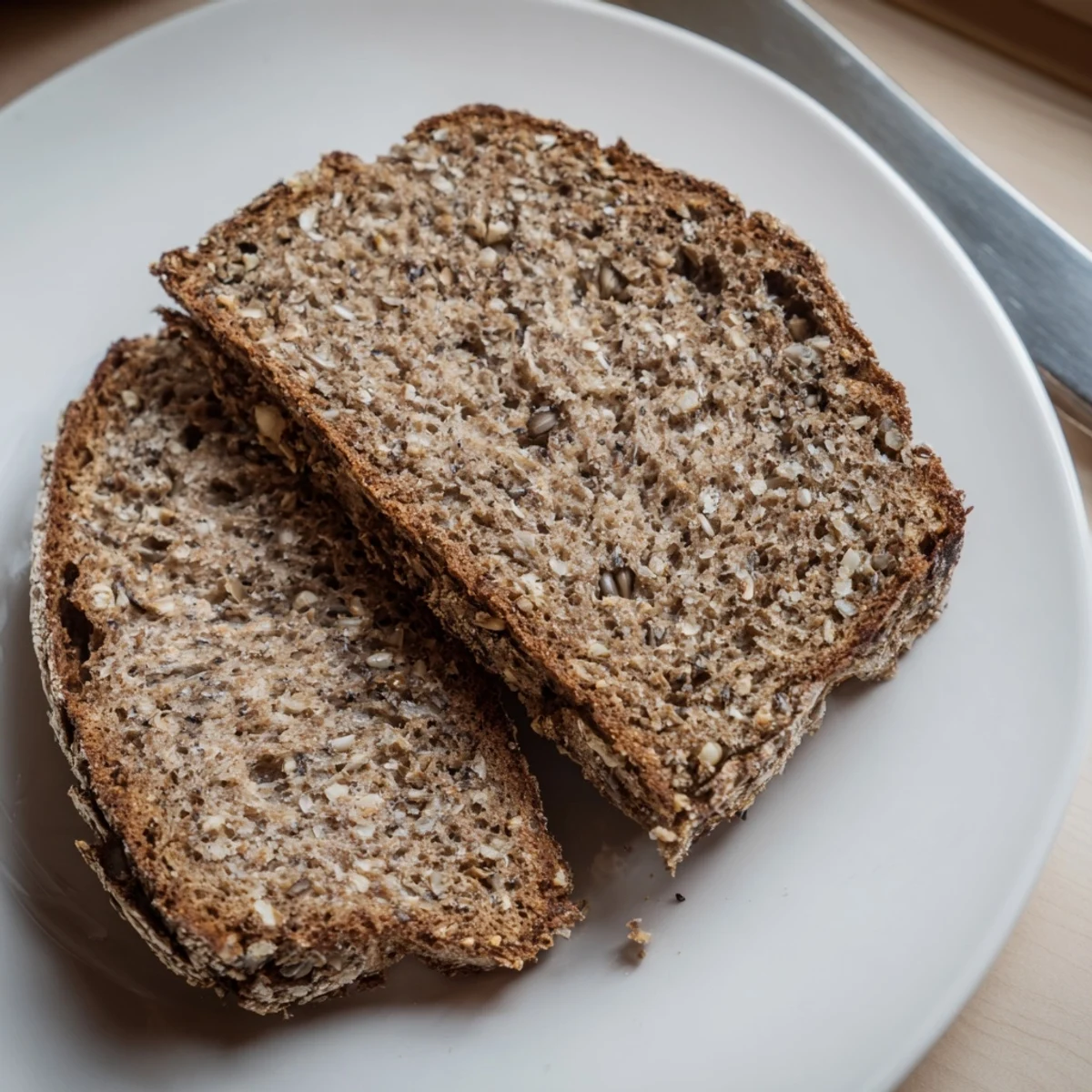 Rustic Latvian Rupjmaize bread loaf, dark and crusty, ready to slice for delicious sandwiches.