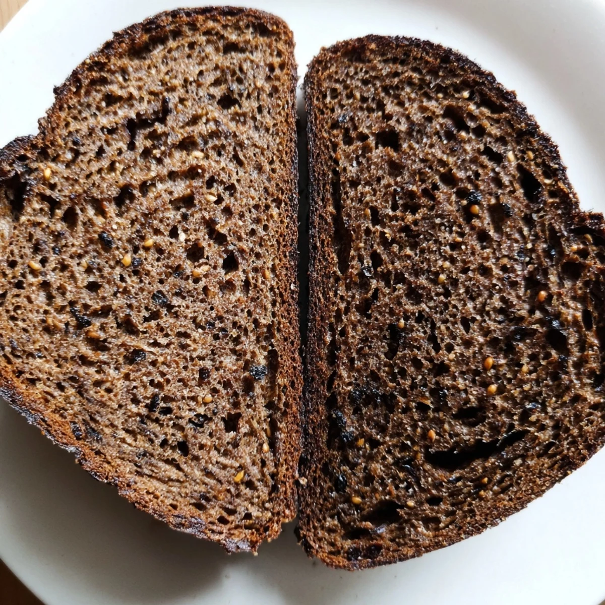 Warm, freshly baked Estonian Leib Sourdough with a beautiful, rich, brown crust; perfect with butter.