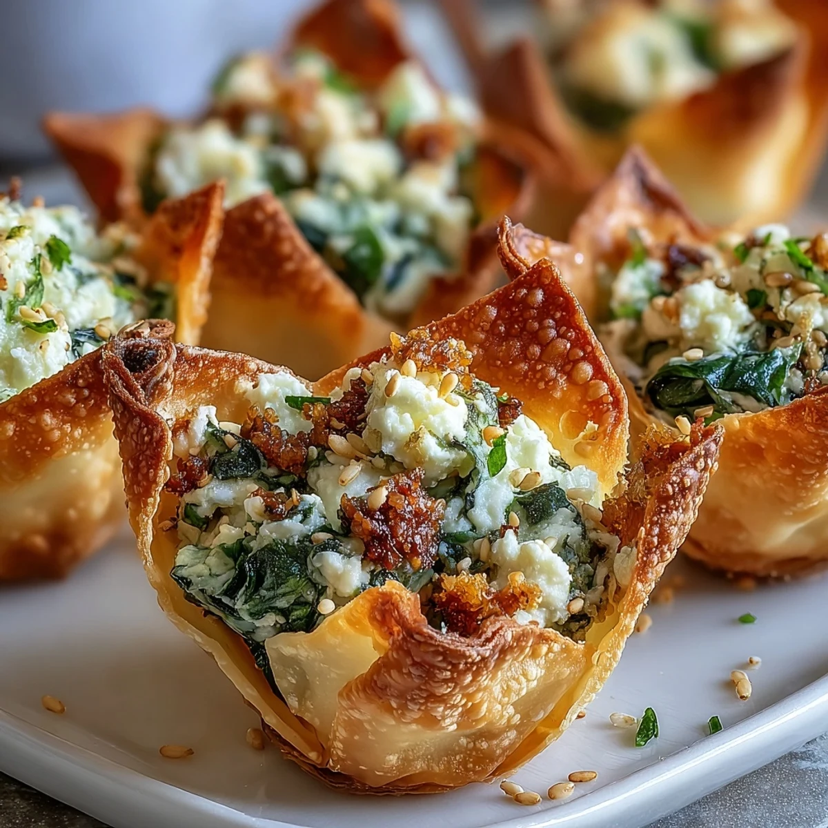 These Mediterranean Spinach and Feta Cheese Crisps feature lemon zest and herbs in crunchy shells.