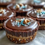Peanut butter eggs with pretzel crust and chocolate topping, a salty-sweet treat perfect for Easter or any festive occasion.  