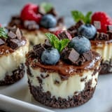 Decadent mini cheesecake bites with crunchy Oreo crust, perfect for parties.