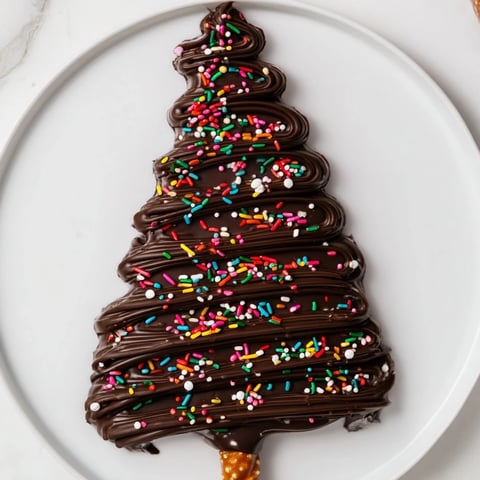 Rich and decadent Express Chocolate Christmas Trees, beautifully decorated with colorful sprinkles for festive joy.