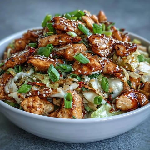Golden chicken, cabbage, and carrots sautéed in a savory soy-sesame glaze for these easy Egg Roll Bowls.