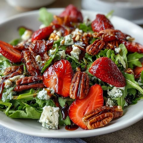 Spring Dinner Party Strawberry Arugula Salad with Balsamic Glaze