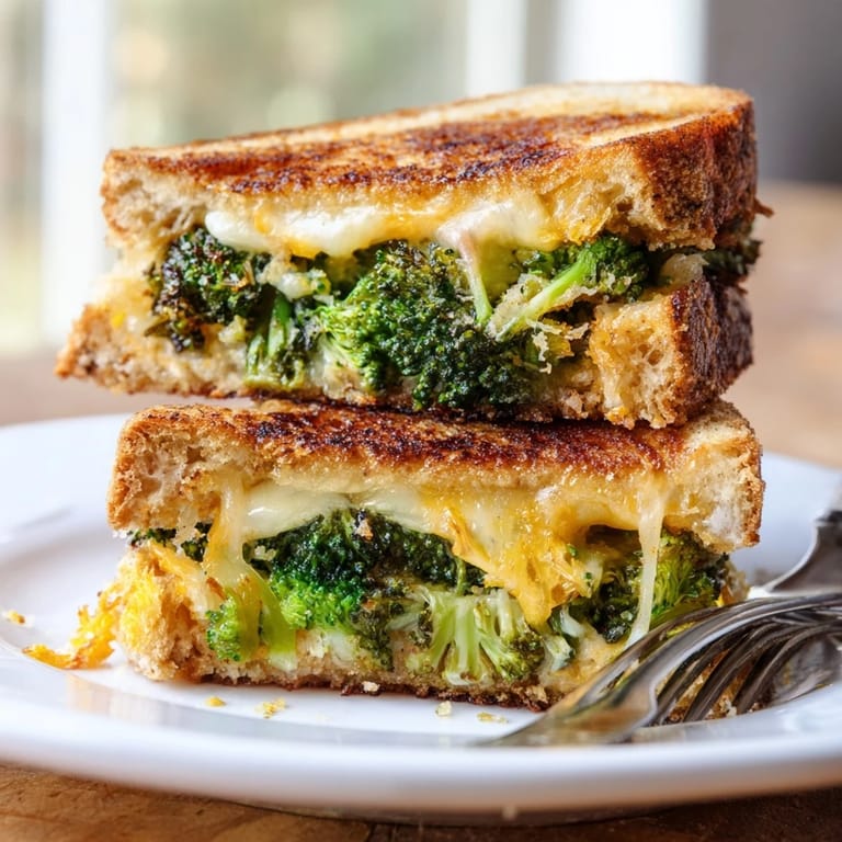 Imagine savory Air Fryer Broccoli Cheddar Stuffed Grilled Cheese, a perfectly toasted sandwich, ready with a side.