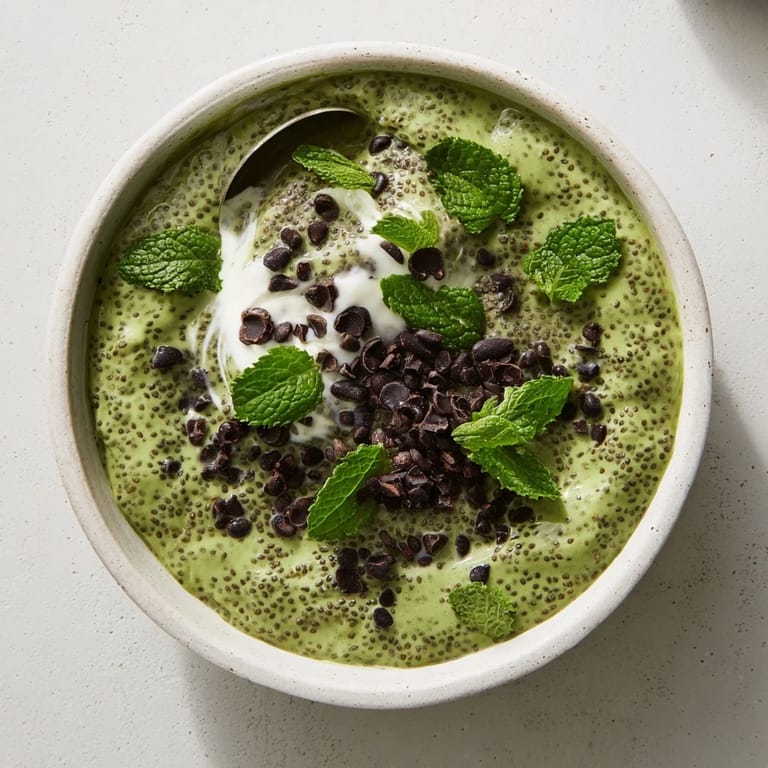 Creamy, refreshing Grinch Green Mint Matcha Breakfast Chia Pudding, perfect vegan breakfast with fresh berries.