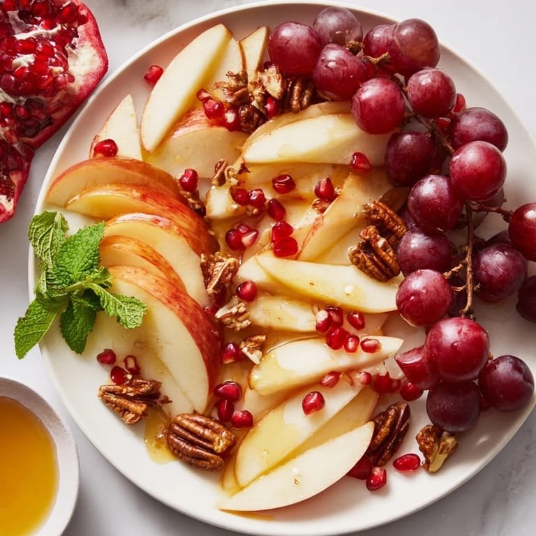 Freshly arranged Apple Orchard Fruit Board: a colorful mix of apples, cheese, and nuts for snacking.
