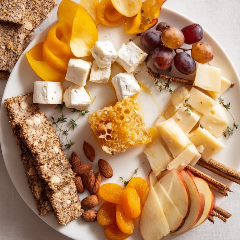 This visually stunning Busy Bee Honeycomb Snack Plate features the sweet and savory treats.