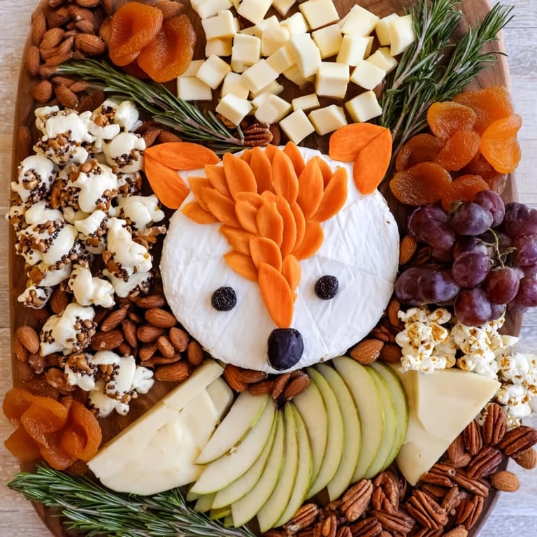 An inviting autumn spread, this Whimsical Fox Fall Treat Board offers sweet, savory snacks and festive flavors.