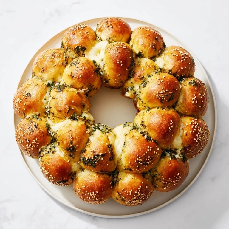 The cheesy aroma and beautiful shape of this Festive Pull-Apart Bread Wreath make it perfect for Christmas.