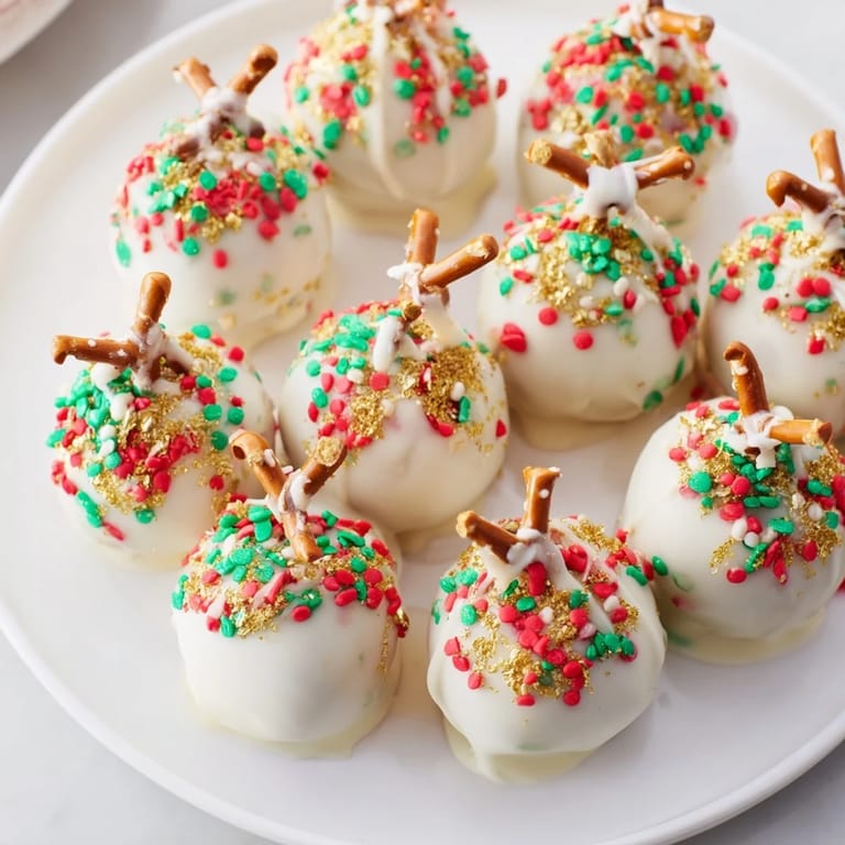 Close-up of vibrant Holiday Ornament Candy Balls, featuring sprinkle-covered dessert balls for a sweet treat.