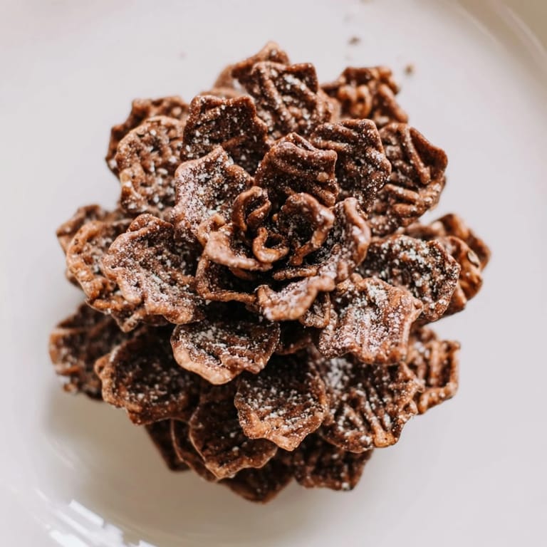 Delicious homemade pinecone-shaped nut butter snacks covered in crunchy cereal, a festive treat.
