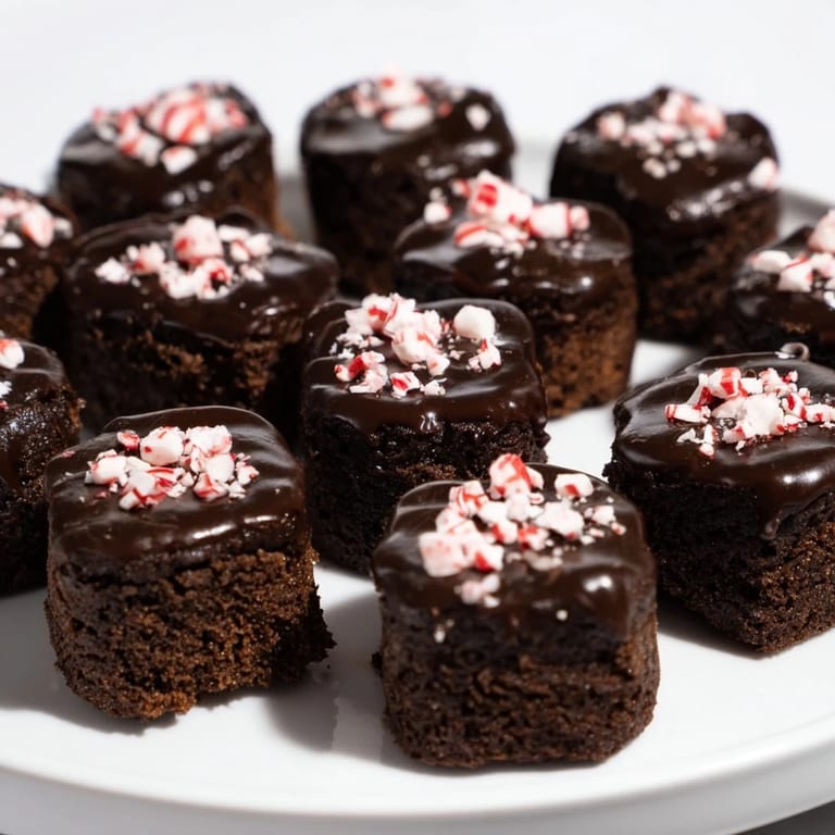 Small, bite-sized brownie bites, flavored with peppermint mocha and a rich chocolate finish.