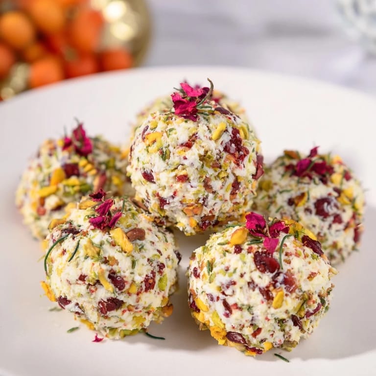 These appetizer holiday ornament clusters feature vibrant textures and flavors, ready for your party.