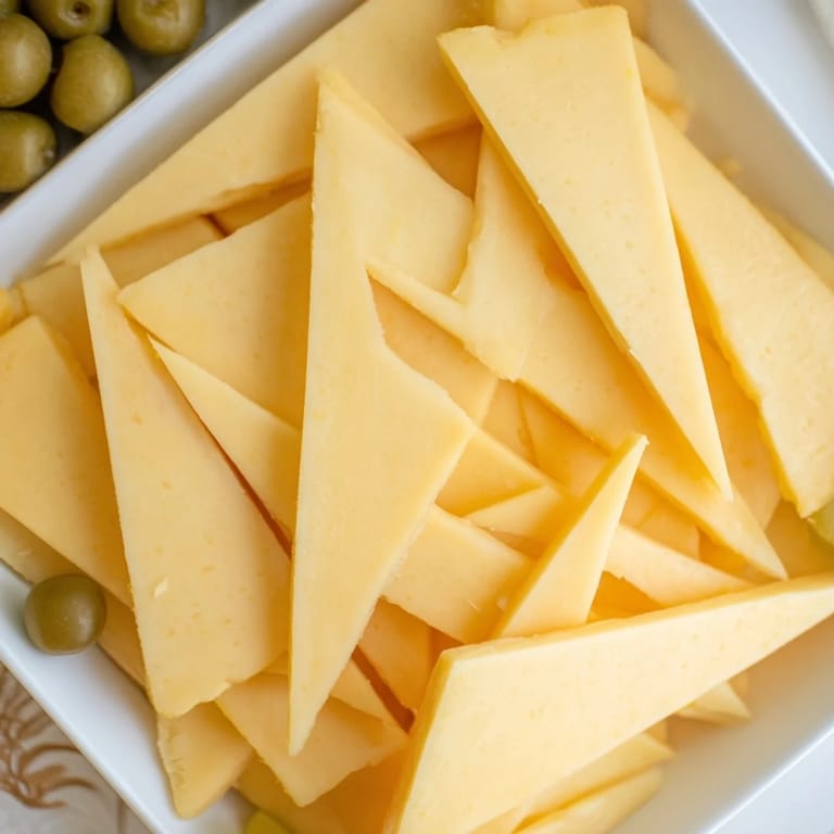 A delicious display: cheese triangles and grapes forming a beautiful Tannenbaum Border for a party appetizer.
