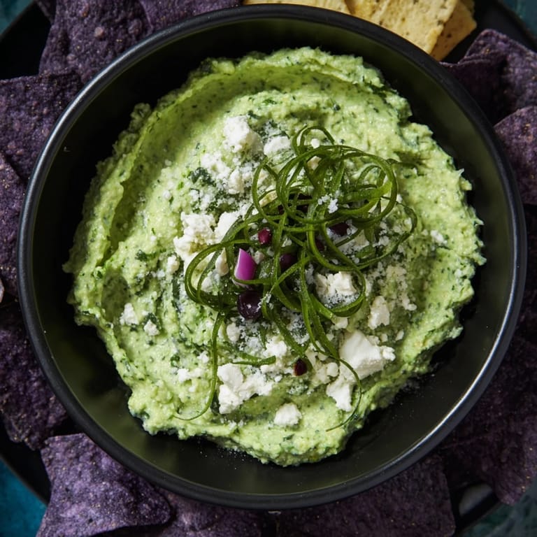 Spooky appetizer: Creamy green Witch's Brew dip with smoky elements for a fun, savory Halloween party.