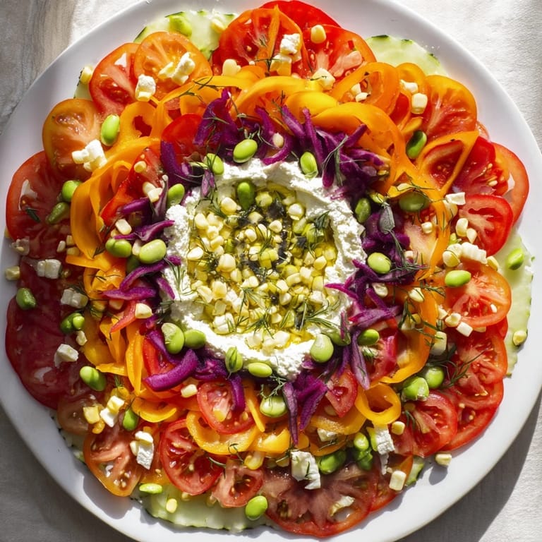 Enjoy this refreshing Prism Burst salad with layers of colorful, crisp fruits and vegetables.
