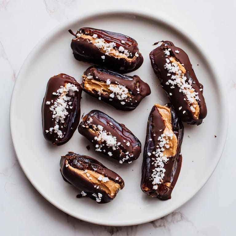 Homemade Chocolate Peanut Butter Dates, beautifully arranged, offering a tempting treat with every bite, ready to serve.