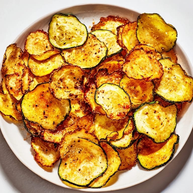 Close-up of baked, crunchy zucchini chips, a delicious and healthy alternative to traditional potato chips.